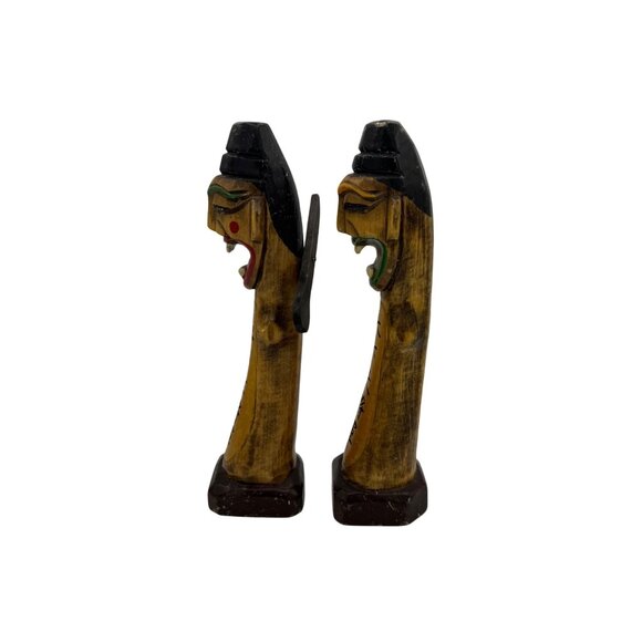 Vintage Korean Totem Pole Carved Wood Village Guardian Jangseung Figurines - Picture 5 of 7